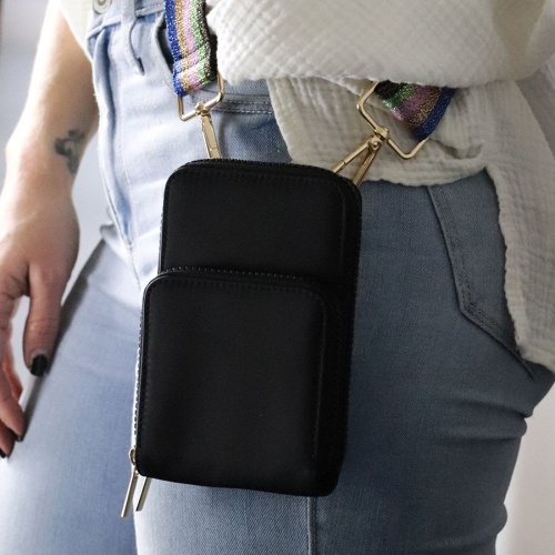 Recycled Nylon Black Phone Bag by Peace of Mind